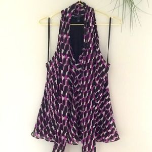 💜Banana Republic Silk Tie  Neck Sleeveless Blouse